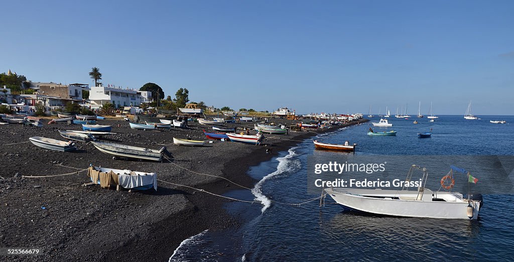 Fishing Boats on the beach at Stromboli