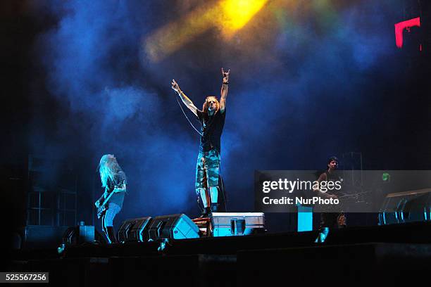 Lamb Of God Vocalist Randy Blythe performs during Hammersonic 2015, in Jakarta, Indonesia, on March 9, 2015. American groove metal band from...