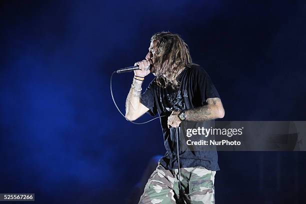 Lamb Of God Vocalist Randy Blythe performs during Hammersonic 2015, in Jakarta, Indonesia, on March 9, 2015. American groove metal band from...