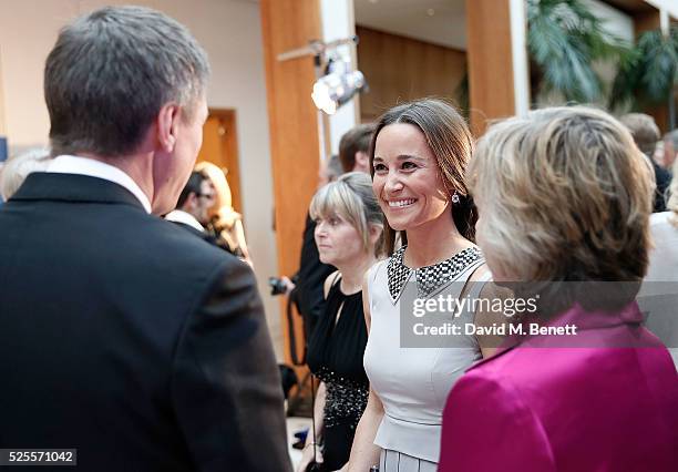 Pippa Middleton speaks to Tamsin Todd and Mathew Prior of Crystal Ski Holidays at Disability Snowsport UK ParaSnowBall 2016 sponsored by Crystal Ski...