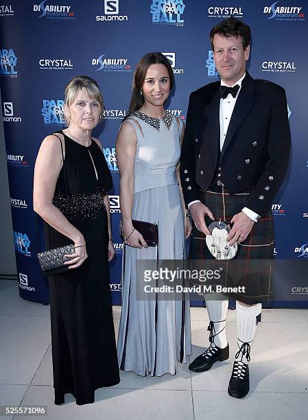 Fiona Young, Pippa Middleton and Duncan Freshwater attend Disability Snowsport UK ParaSnowBall 2016 sponsored by Crystal Ski Holidays and Salomon, at...