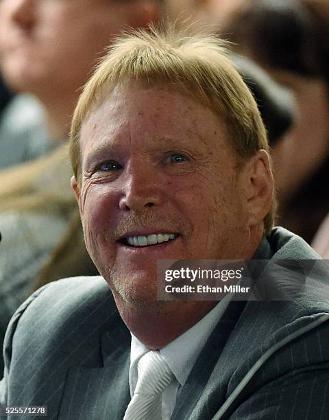 Oakland Raiders owner Mark Davis attends a Southern Nevada Tourism Infrastructure Committee meeting at UNLV on April 28, 2016 in Las Vegas, Nevada....