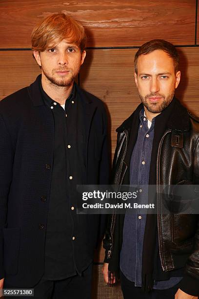 Peter Pilotto and Christopher de Vos attend the BFC Fashion Trust x Farfetch cocktail reception on April 28, 2016 in London, England.