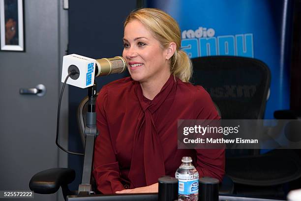 Christina Applegate visits Sandra Bernhard's 'Sandyland' on Andy Cohen's exclusive SiriusXM channel 'Radio Andy' at SiriusXM Studio on April 28, 2016...