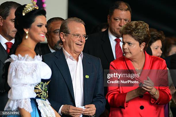 The Presindent of Brasil, Dilma Rousseff and Tarso Genro, governor of RS State, during the grape festival opening at Caxias do Sul,RS. Foto:Edu...