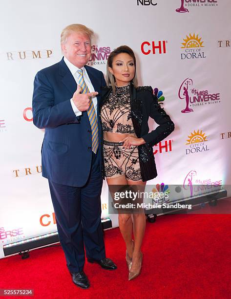 Donald Trump, Jeannie Maia attend The 63rd Annual Miss Universe Pageant at Trump National Doral on January 25, 2015 in Doral, Florida.