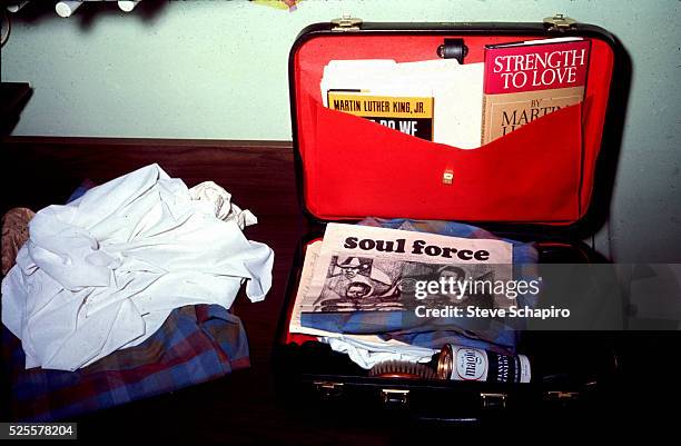 Dr. Martin Luther King Jr.'s motel room hours after he was shot, his briefcase and clothes are pictured.