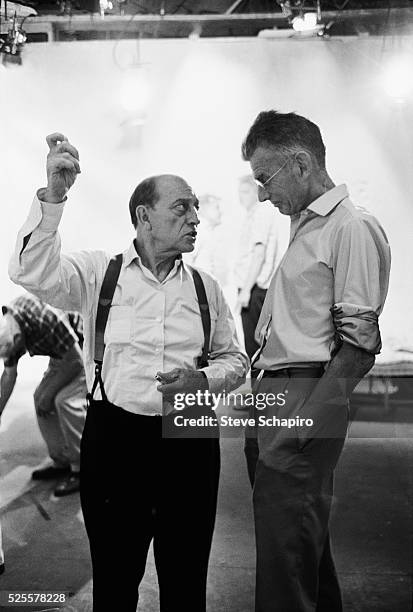 Buster Keaton and Samuel Beckett during the filming of Film, written by Beckett