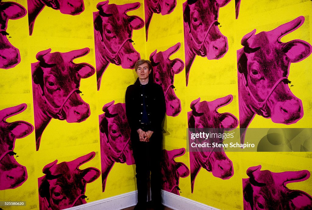 Andy Warhol with Cow Wallpaper