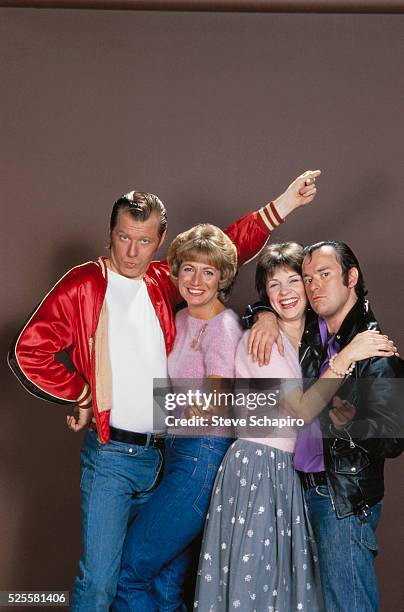 Cast of Laverne and Shirley: Michael McKean, Penny Marshall, Cindy Williams, and David L. Lander.