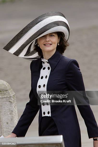 Guests wearing decorative hats departWestminster Abbey after the wedding ceremony of Britain's Prince William and his wife Catherine, Duchess of...