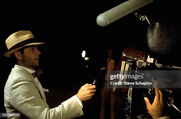 Roman Polanski playing the role of a knife-weilding thug on the set of Chinatown, one of the films he directed.