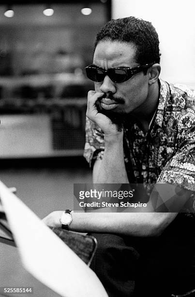 Composer and horn player Eric Dolphy during the recording sessions for George Russell's Ezz-thetics album at Riverside Studios.