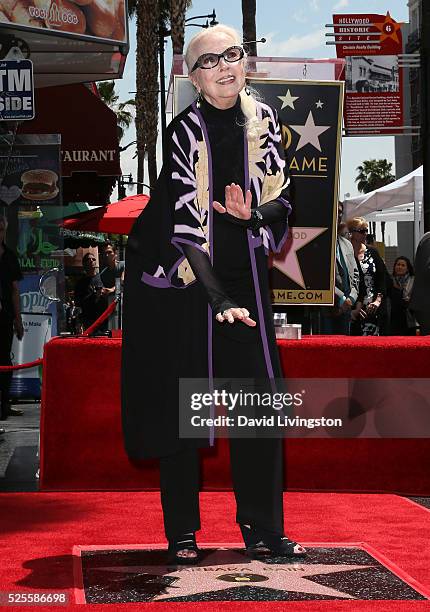 Actress Barbara Bain attends her being honored with a Star on the Hollywood Walk of Fame on April 28, 2016 in Hollywood, California.