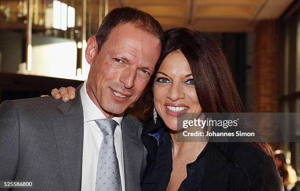 Michael Zechbauer and Alice Brauner attend the FilmFernsehFonds Bayern celebrations at Gasteig Carl-Orff-Saal on April 28, 2016 in Munich, Germany.