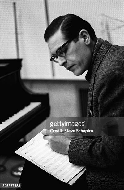 Jazz pianist Bill Evans at Riverside recording studios in New York