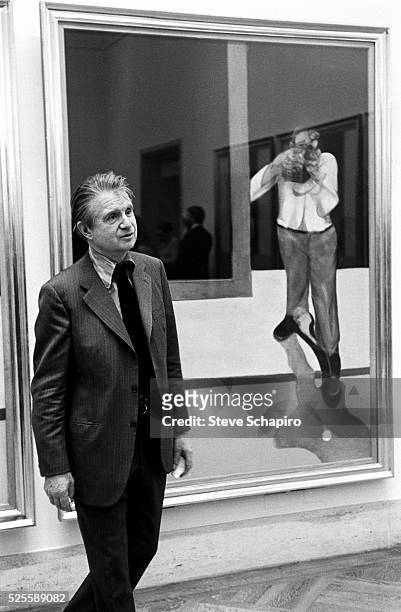 Artist Francis Bacon during his one-man exhibition at the New York Metropolitan Museum of Art