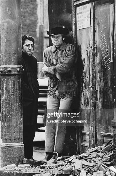 Dustin Hoffman and Jon Voight in a publicity still for Midnight Cowboy.