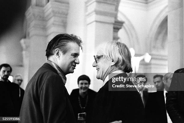 Painters Francis Bacon & Willem DeKooning at the Metropolitan Museum of Art during the opening of Bacon's retrospective