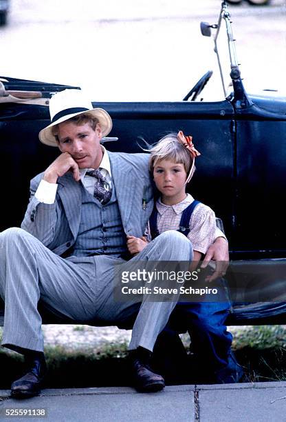 Tatum and Ryan O'Neal during the making of Paper Moon