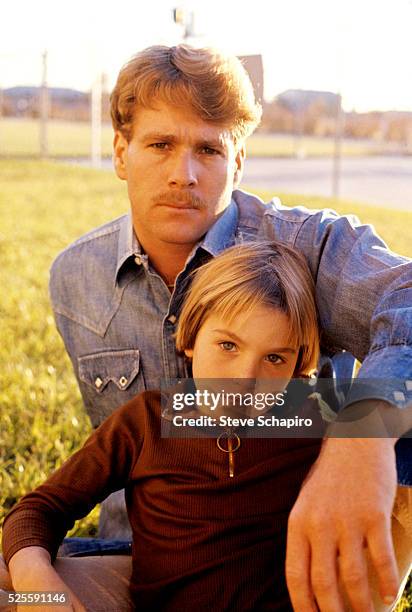 Tatum and Ryan O'Neal during the making of Paper Moon.