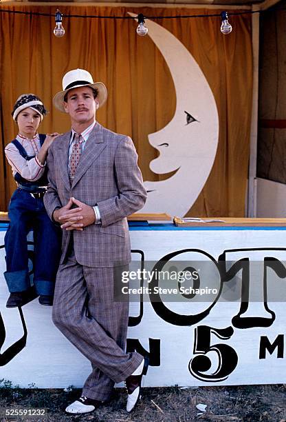 Tatum and Ryan O'Neal during the making of Paper Moon.