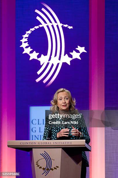 Hillary Rodham Clinton, Secretary of State, US Department of State speaks during the "Diplomacy for the 21st Century Special Plenary Session" during...