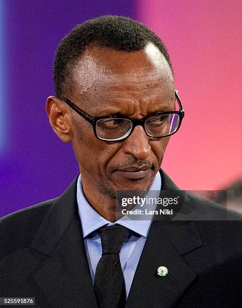 Paul Kagame, the sixth President of the Republic of Rwanda attending the "Closing Plenary Session" during the 2012 Clinton Global Initiative Annual...