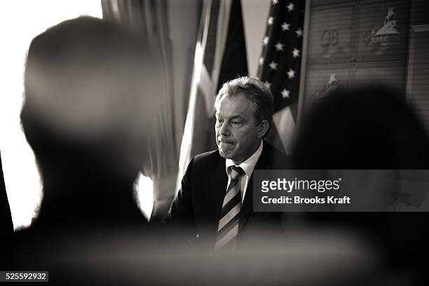 British Prime Minister Tony Blair during a meeting with U.S. President George W. Bush at the G8 Summit in St Petersburg, Russia, July 16, 2006.