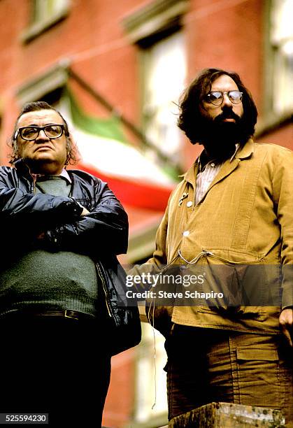 Mario Puzo and Francis Ford Coppola on the set of 'The Godfather Part II', Sicily, 1973.