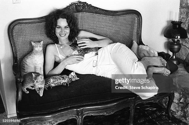 Actress Karen Black at home