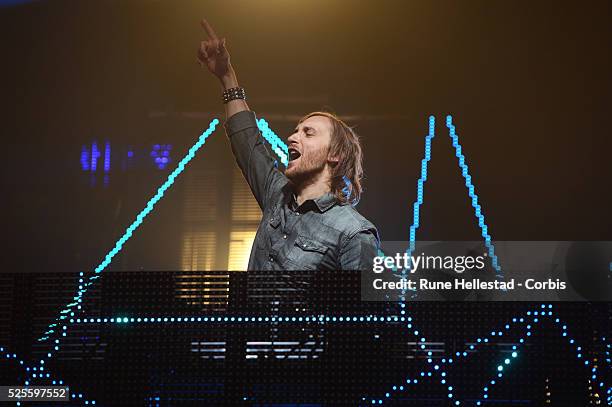 David Guetta performs at the BBC Radio 1 Hackney Weekend at Hackney Marshes.