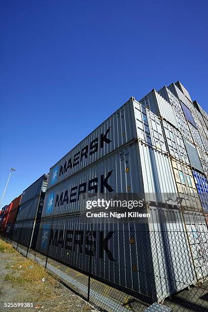 Stacked shipping containers at Melbourne Port, Melbourne Australia Nov 18-2014