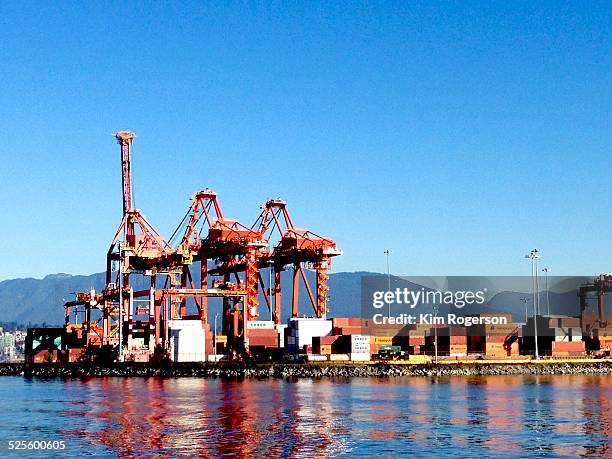 Cranes and cargo shipping containers at the Port of Vancouver on November 15, 2014.