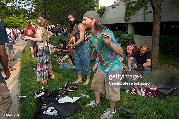 Band named Creamery Station plays for fans of the Grateful Dead at Soldier Field, Chicago