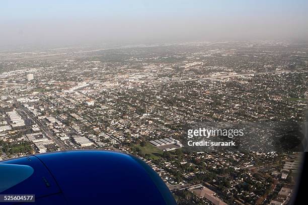 views from an aeroplane window - john wayne airport bildbanksfoton och bilder
