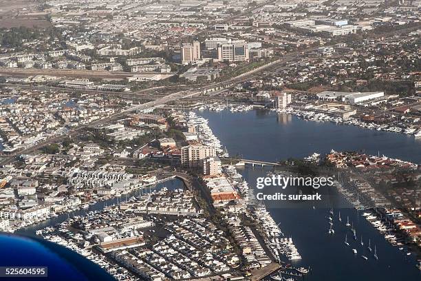 views from an aeroplane window - john wayne airport stock pictures, royalty-free photos & images