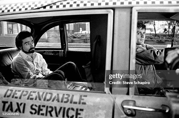 Robert De Niro and Martin Scorsese during the filming of Taxi Driver