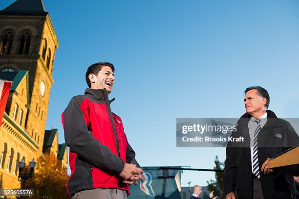 Republican presidential nominee Mitt Romney and Vice President nominee Paul Ryan attend a town square campaign rally in Lancaster, Ohio