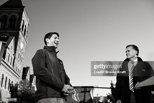 Republican presidential nominee Mitt Romney and Vice President nominee Paul Ryan attend a town square campaign rally in Lancaster, Ohio