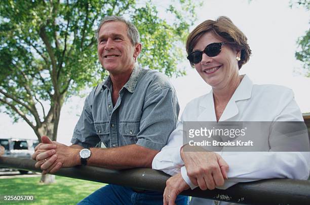 President-elect George W. And Laura Bush wait at their Texas ranch for the outcome of the Florida vote recount debate. Bush was elected president of...
