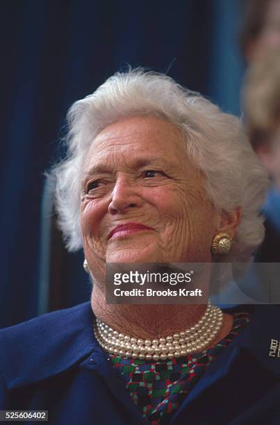 Barbara Bush while on the campaign trail for her son George W. Bush