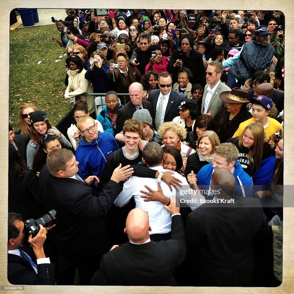 Prez Obama Rally U.S. President Barack Obama greets the crowd at a campaign rally in ...