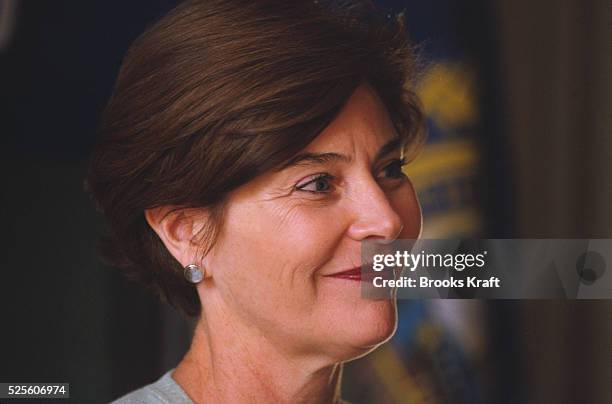 Laura Bush on the campaign trail. She was in New Hampshire with her husband's Presidential campaign in 2000.