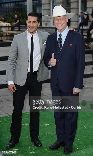 Jesse Metcalf and Larry Hagman attend the launch party of Dallas at Old Billingsgate.