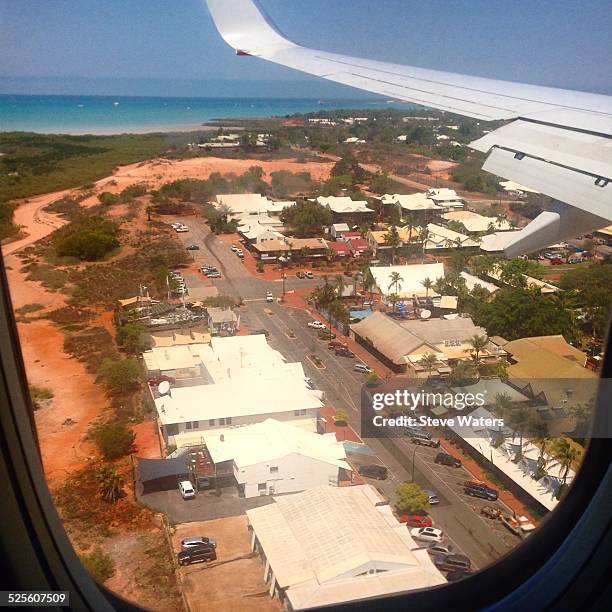 views from an aeroplane window - roebuck bay stock pictures, royalty-free photos & images