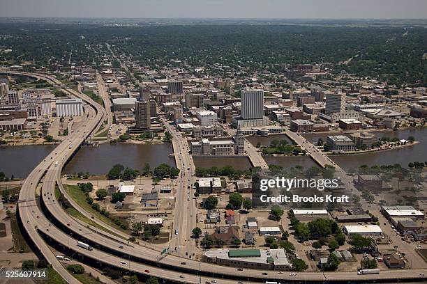 An aerial view of Cedar Rapids, Iowa.