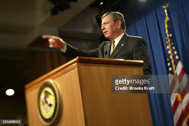 Attorney General John D. Ashcroft announces the National Security Entry-Exit Registration System that will expand substantially America's scrutiny of...