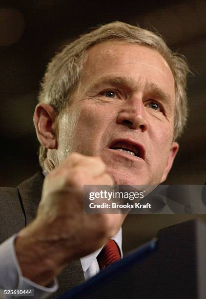 President George W. Bush makes remarks on terrorism at Eden Praire High School.