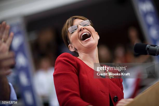 Republican U.S. Vice-presidential nominee and Alaska Governor Sarah Palin attends a rally in Lebanon, Ohio.